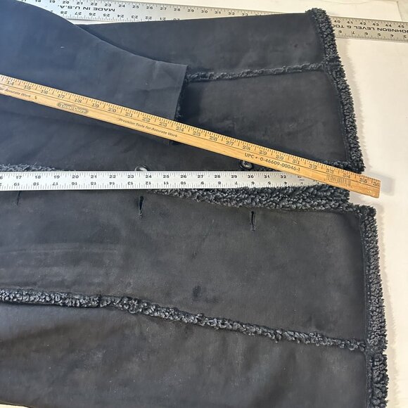 L.L. Bean Vtg Womens Black Lined Coat Jacket Faux Suede Large Petite Button Up - Picture 6 of 10